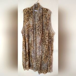 SUSAN GRAVER WOMEN'S PLUS SIZE 2X LEOPARD PRINT SHEER COVER UP NWOT